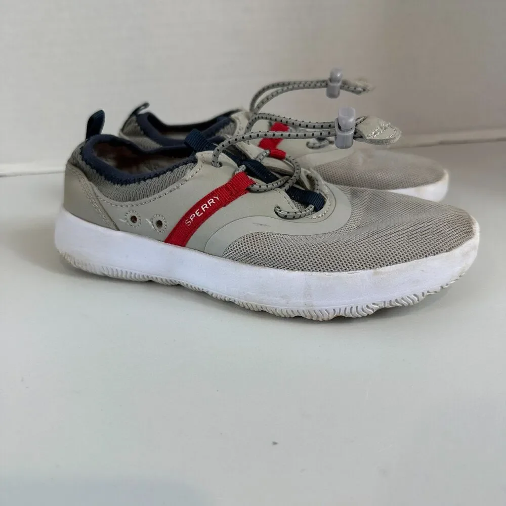 Sperry Coastal Break Sneaker Shoes Gray Red White Boys Size 13 M